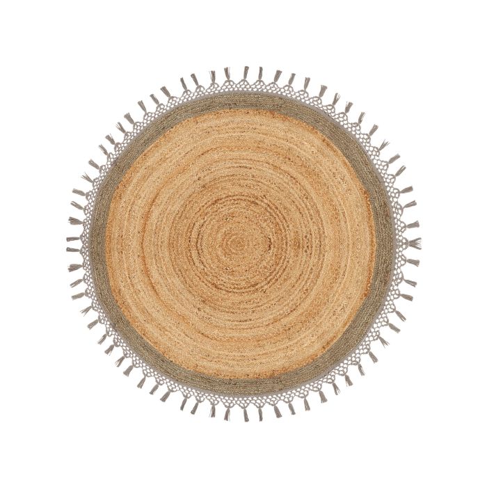 Round Jute Area Rug 140cm Beige and Grey
