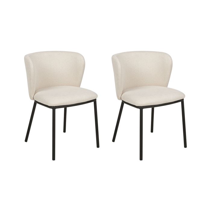 Set of 2 Fabric Dining Chairs Off-White MINA