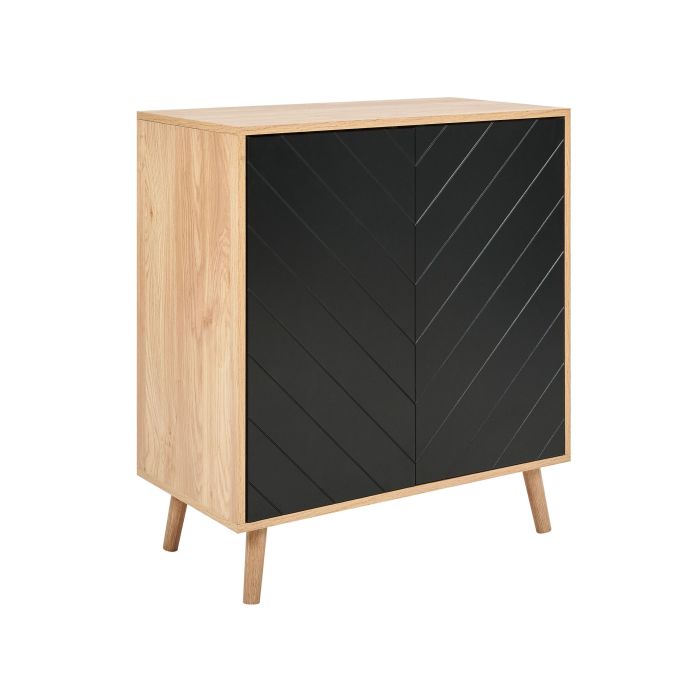 2 Door Sideboard Light Wood and Black BRISTOW