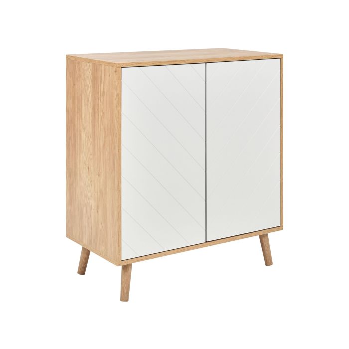 2 Door Sideboard Light Wood and White BRISTOW