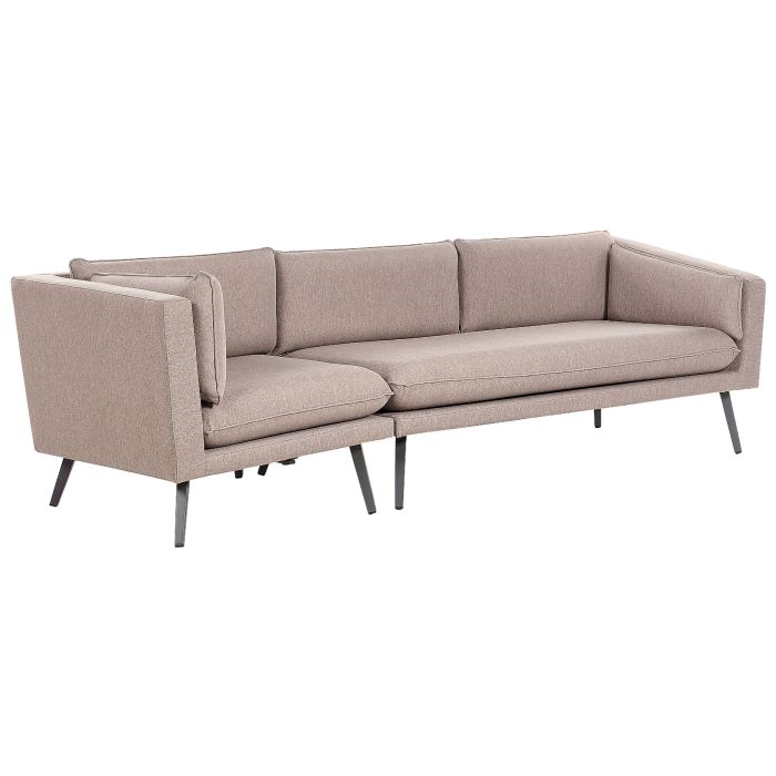 Left Hand 3 Seater Garden Sofa Beige LORETELLO