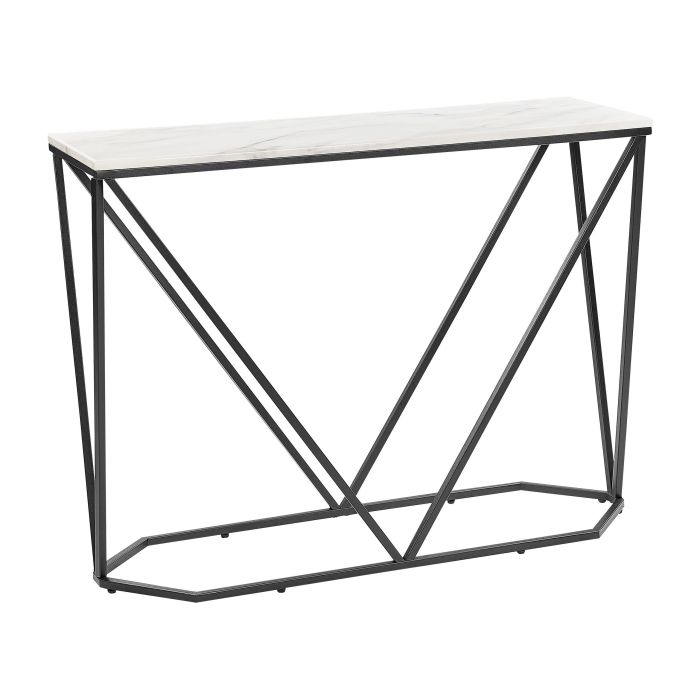 Console Table Marble Effect White with Black HAZEN