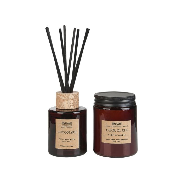 Soy Wax Candle and Reed Diffuser Scented Set Chocolate