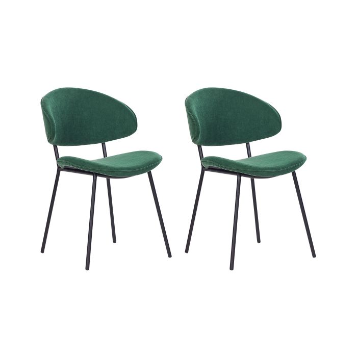 Set of 2 Fabric Dining Chairs Green KIANA