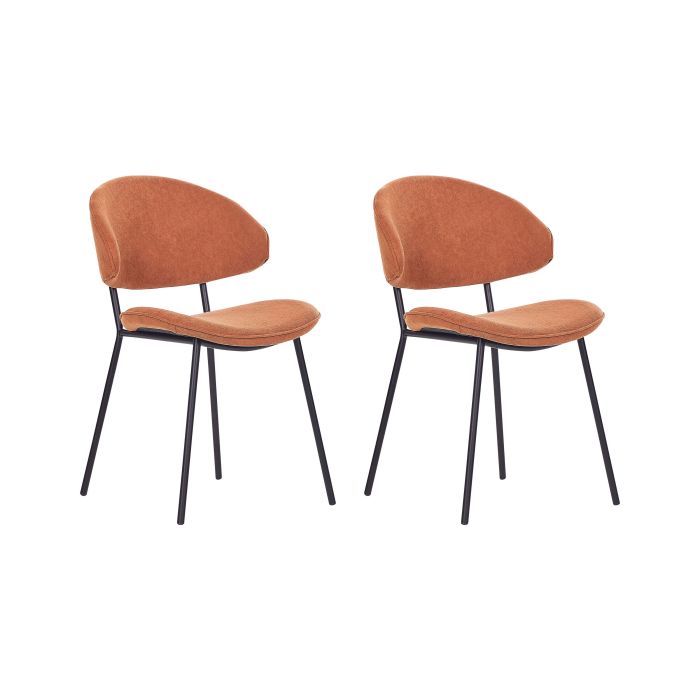Set of 2 Fabric Dining Chairs Orange KIANA