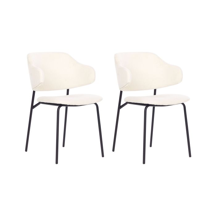 Set of 2 Fabric Dining Chairs Cream KENAI