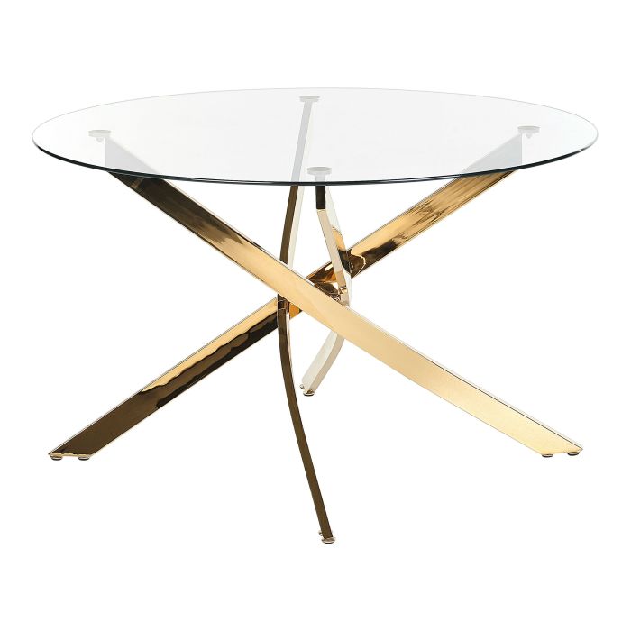Glass Top Round Dining Table ⌀ 120 cm Gold MARAMO