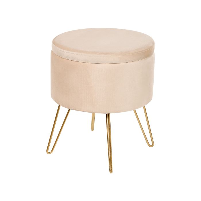 Velvet Storage Pouffe Beige SILAS
