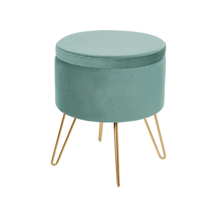 Velvet Storage Pouffe Green SILAS