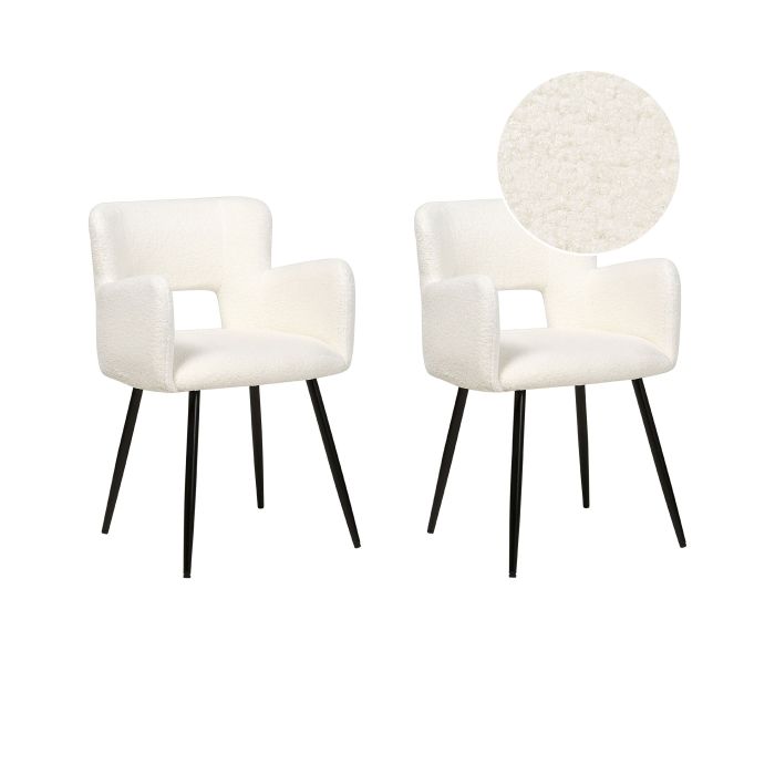 Set of 2 Boucle Dining Chairs White SANILAC
