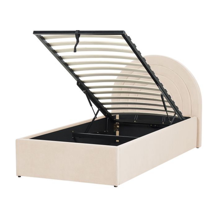 Velvet EU Single Size Ottoman Bed Beige ANET