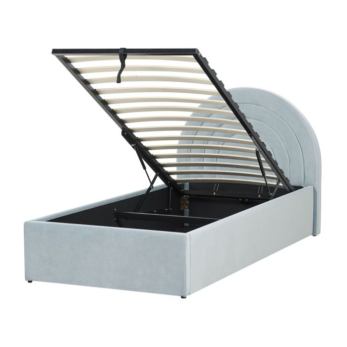 Velvet EU Single Size Ottoman Bed Light Blue ANET