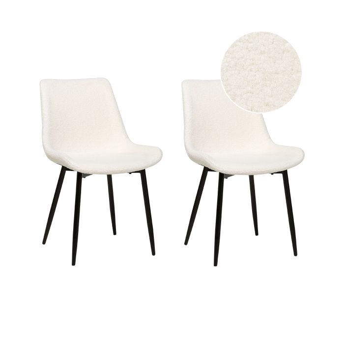 Set of 2 Boucle Dining Chairs White AVILLA