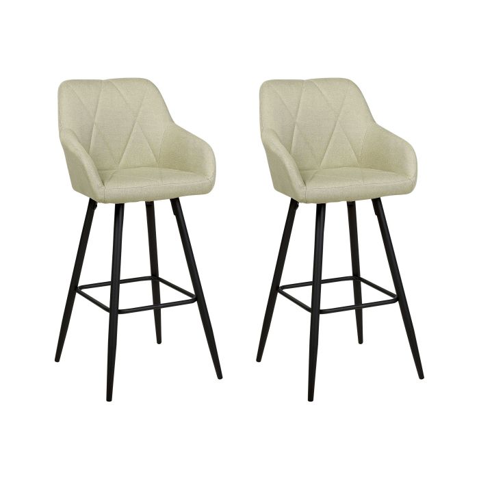 Set of 2 Fabric Bar Chairs Light Green DARIEN