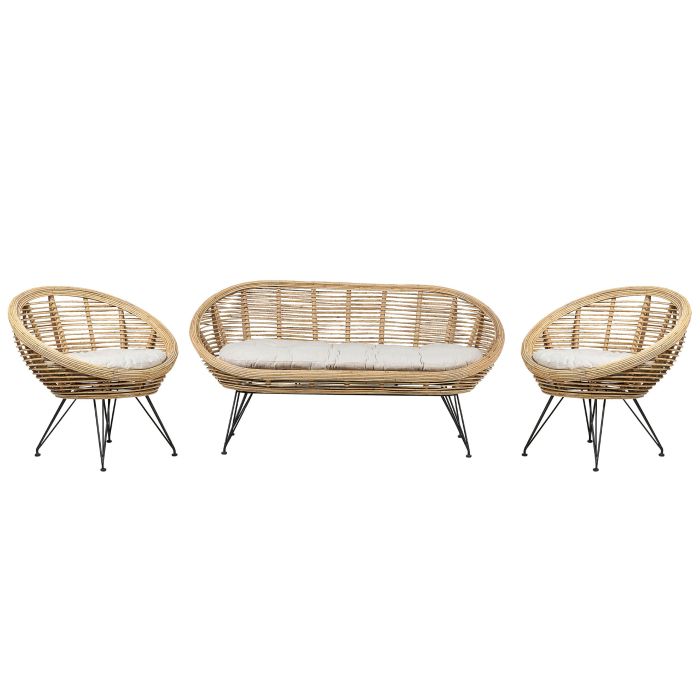 4 Seater Rattan Sofa Set Natural MARATEA