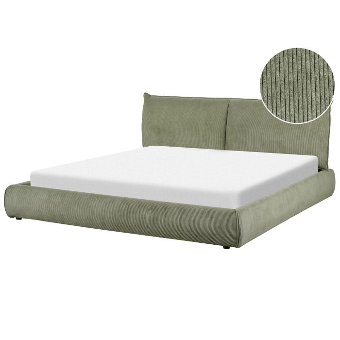 Corduroy EU Super King Size Bed Green VINAY
