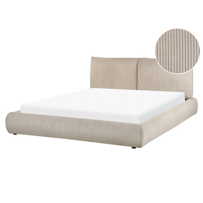 Corduroy EU King Size Waterbed Taupe VINAY