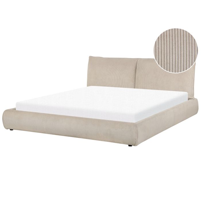 Corduroy EU Super King Size Waterbed Taupe VINAY