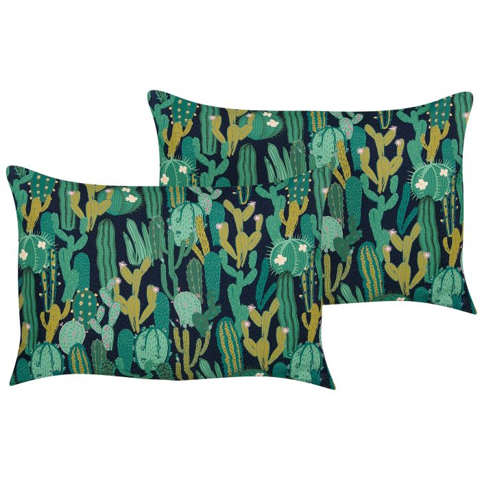 Set of 2 Outdoor Cushions Cactus Pattern 40 x 60 cm Green BUSSANA