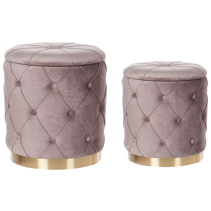 Set of 2 Storage Pouffes Taupe PUEBLO