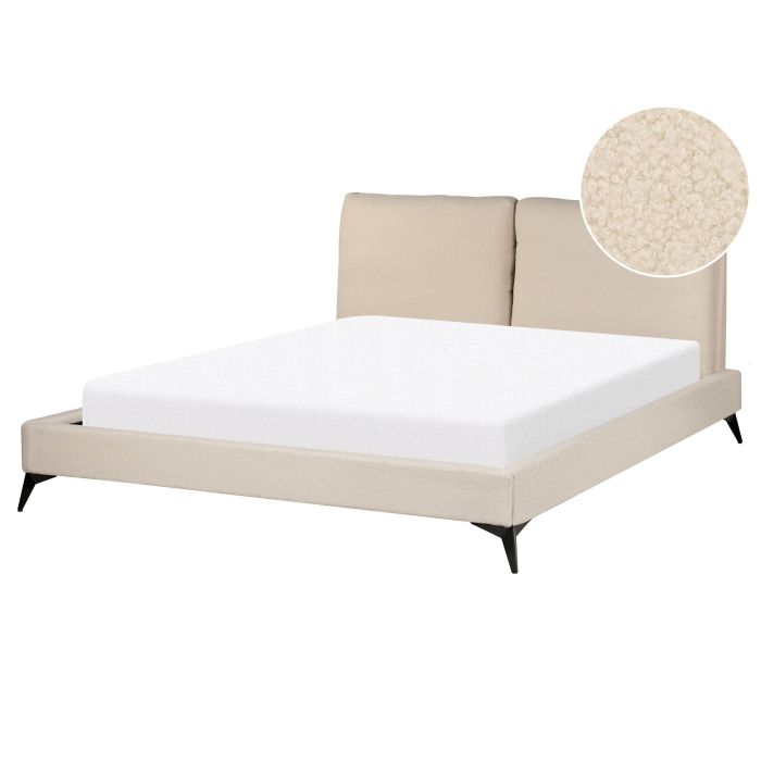 Boucle EU King Size Bed Beige MELLE