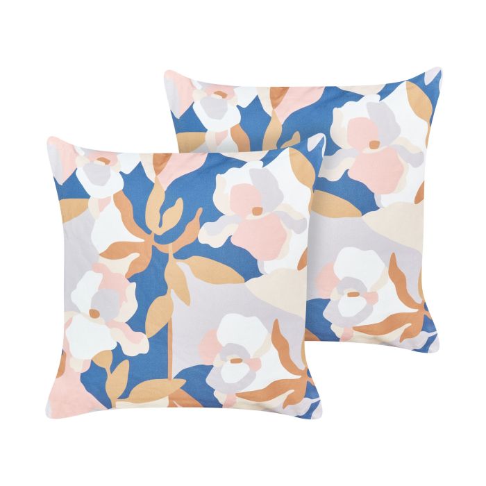 Set of 2 Outdoor Cushions Floral Pattern 45 x 45 cm Multicolour VEREZZI