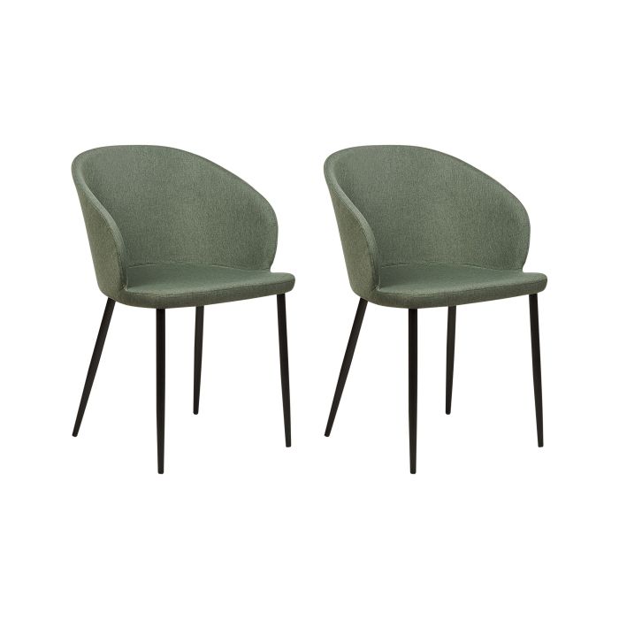 Set of 2 Fabric Dining Chairs Dark Green MASON