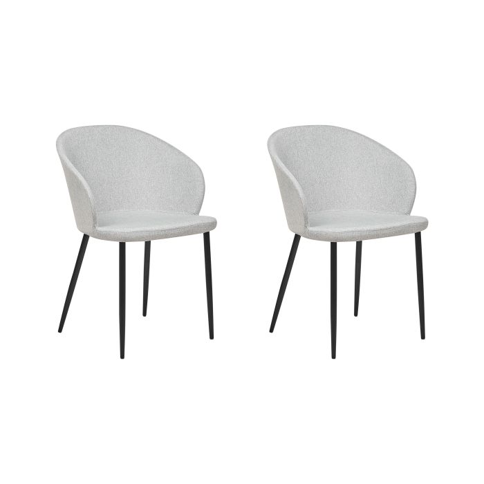 Set of 2 Fabric Dining Chairs Light Grey MASON