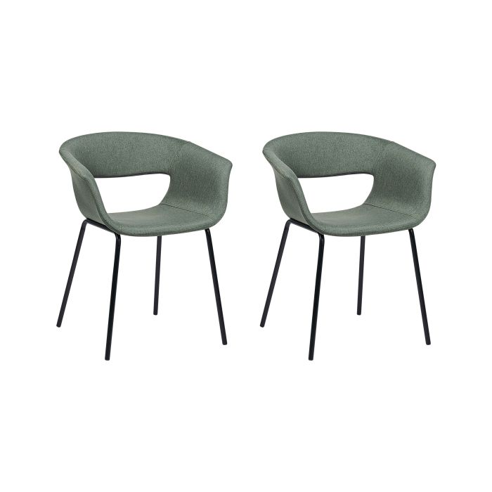 Set of 2 Fabric Dining Chairs Green ELMA