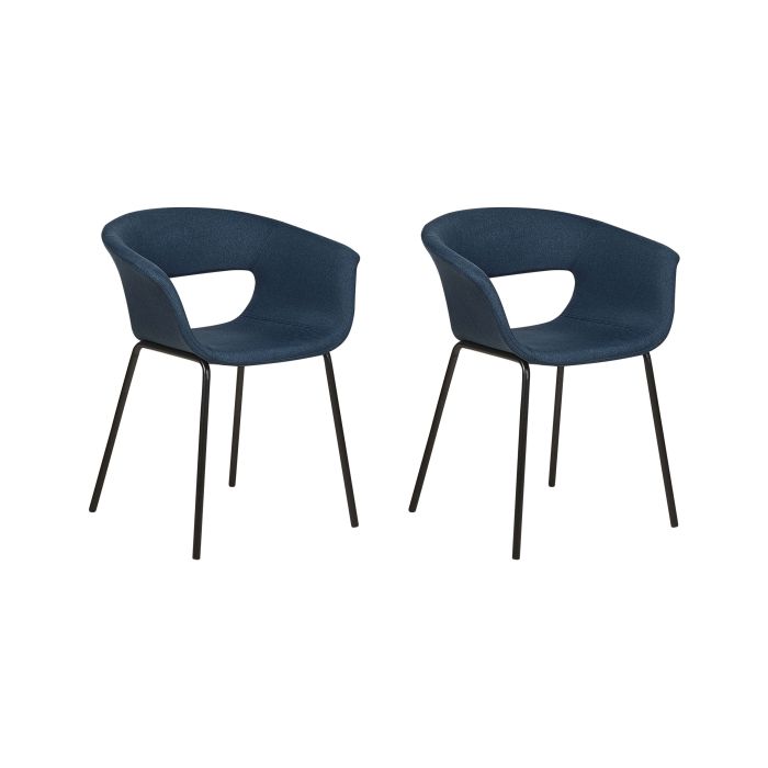 Set of 2 Fabric Dining Chairs Dark Blue ELMA