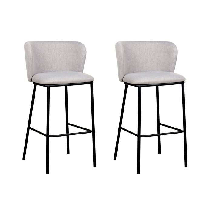 Set of 2 Fabric Bar Chairs Grey MINA