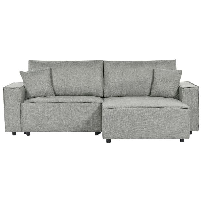 Left Hand Fabric Corner Sofa Bed with Storage Grey KARILA