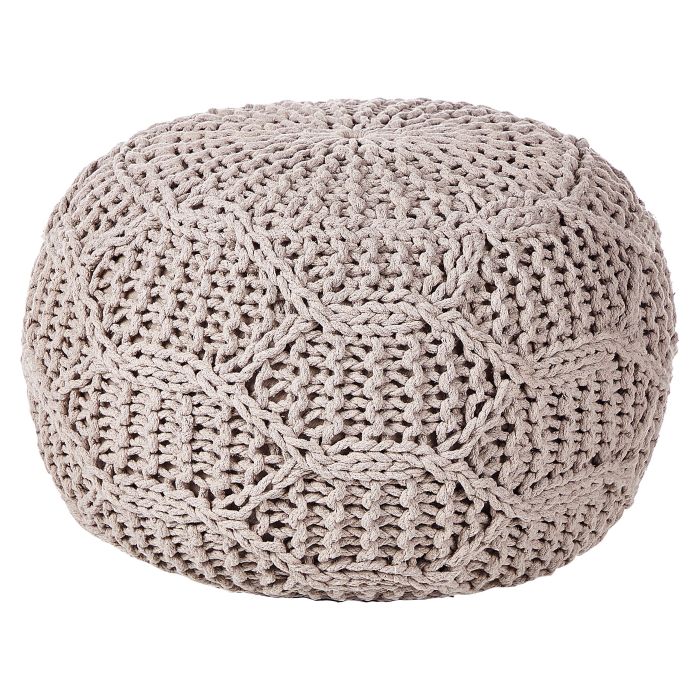 Cotton Macrame Pouffe Taupe TRIMAN