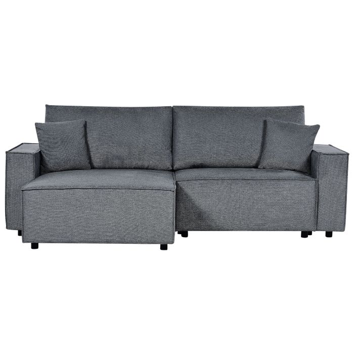 Right Hand Fabric Corner Sofa Bed with Storage Dark Grey KARILA