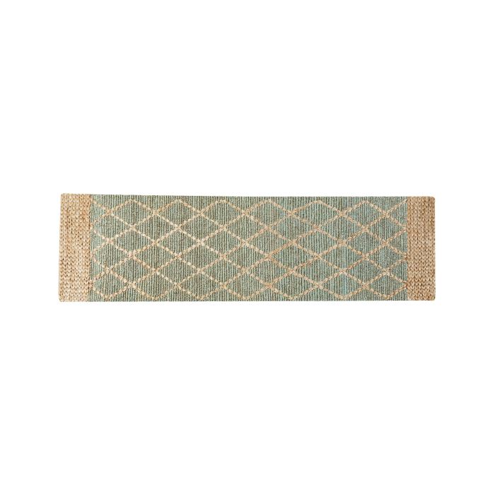 Jute Runner Rug 80x300cm Green and Beige
