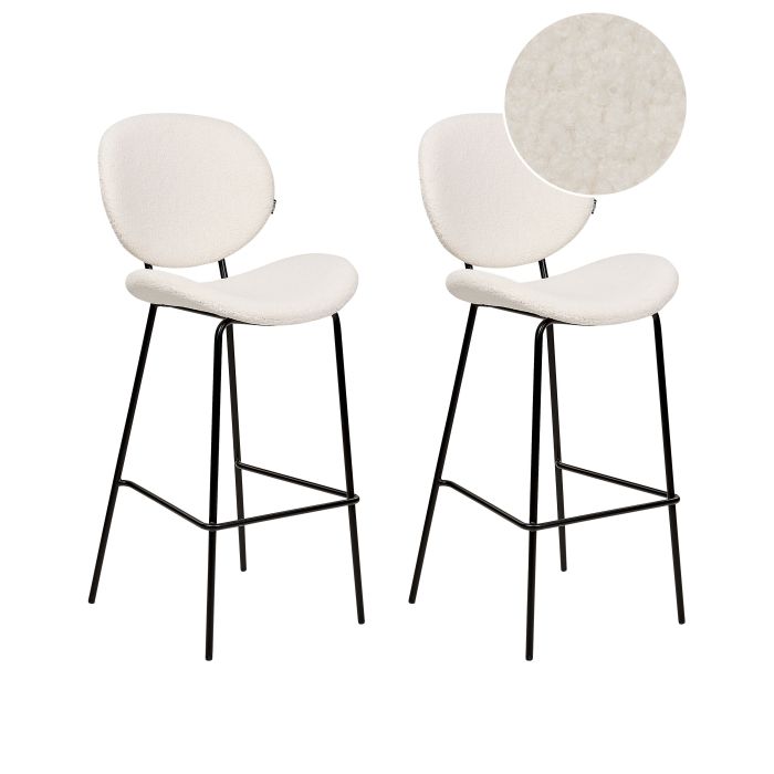 Set of 2 Boucle Bar Chairs White LUANA