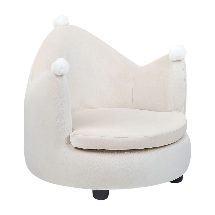 Kids Velvet Armchair Crown Beige VEGA