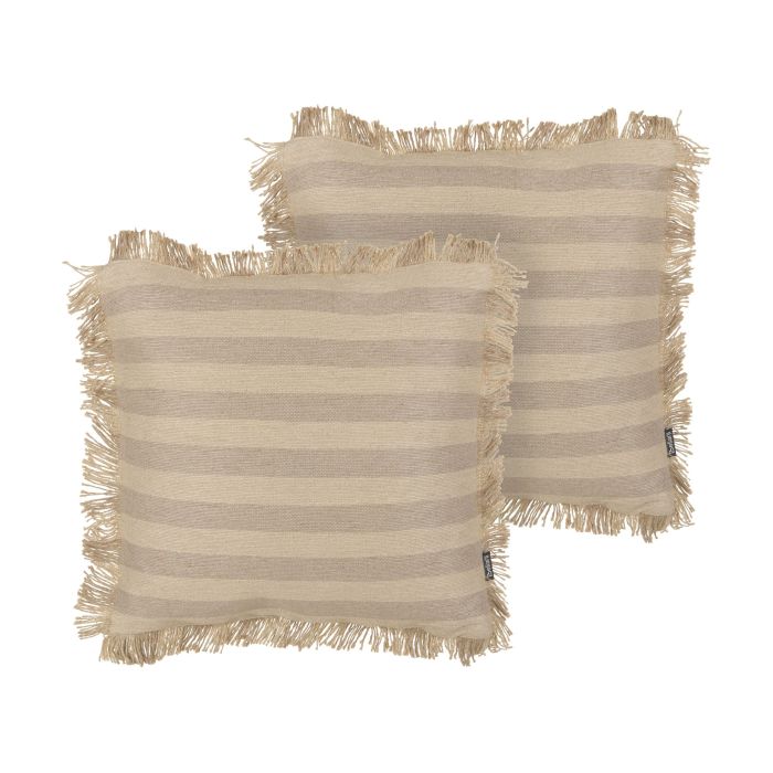 Set of 2 Jute Cushions 45x45cm Beige