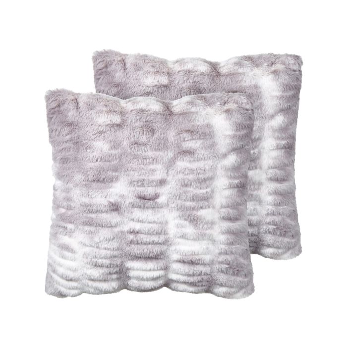 Set of 2 Faux Fur Cushions 45x45cm Light Grey