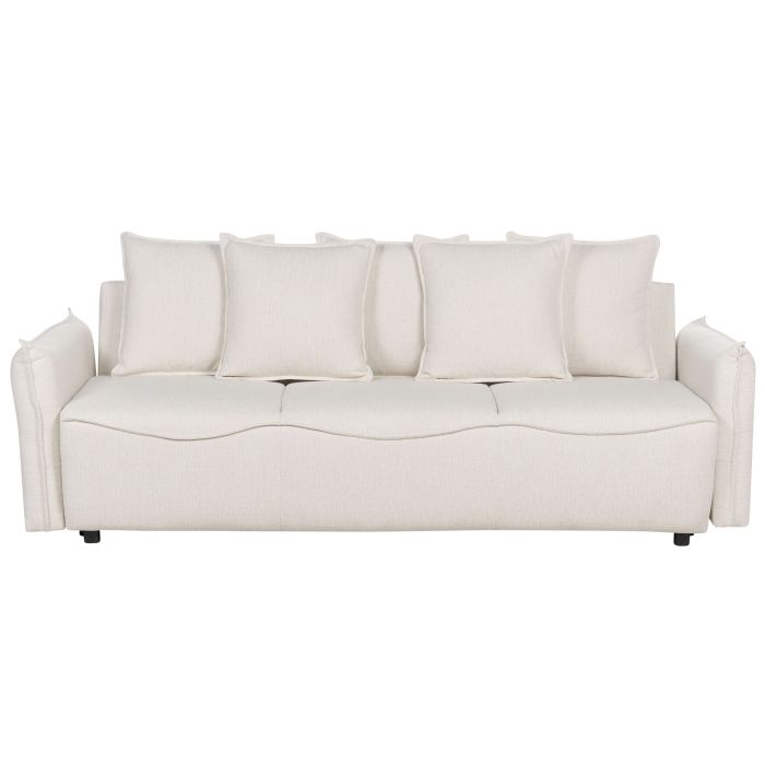 Fabric Sofa Bed with Storage White KRAMA
