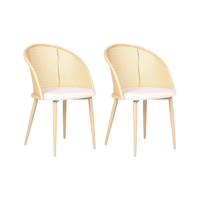 Set of 2 Metal Dining Chairs Light Wood CORNELL