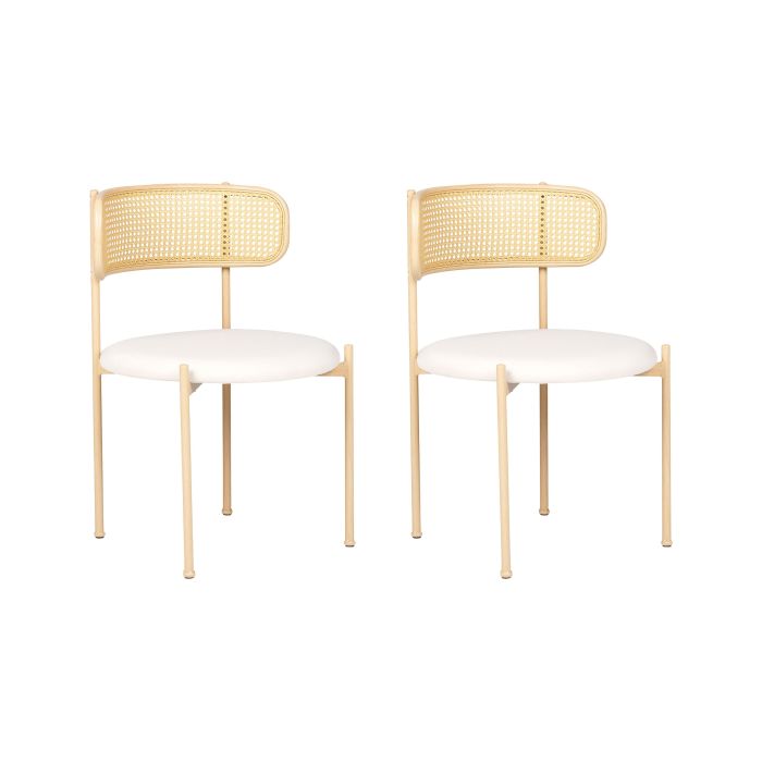 Set of 2 Metal Dining Chairs Light Wood ANDOVER