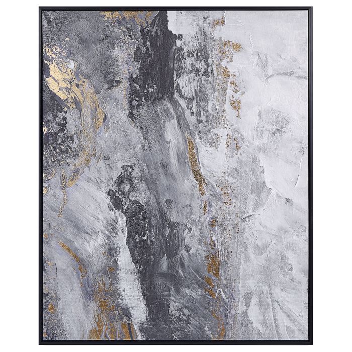 Abstract Framed Canvas Wall Art 83 x 103 cm Grey JESI
