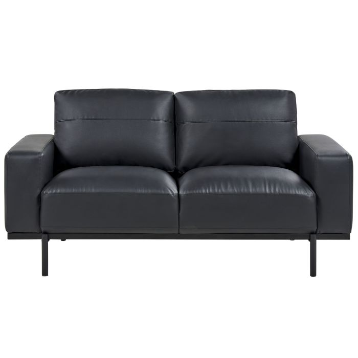 2 Seater Sofa Faux Leather Black SOVIK