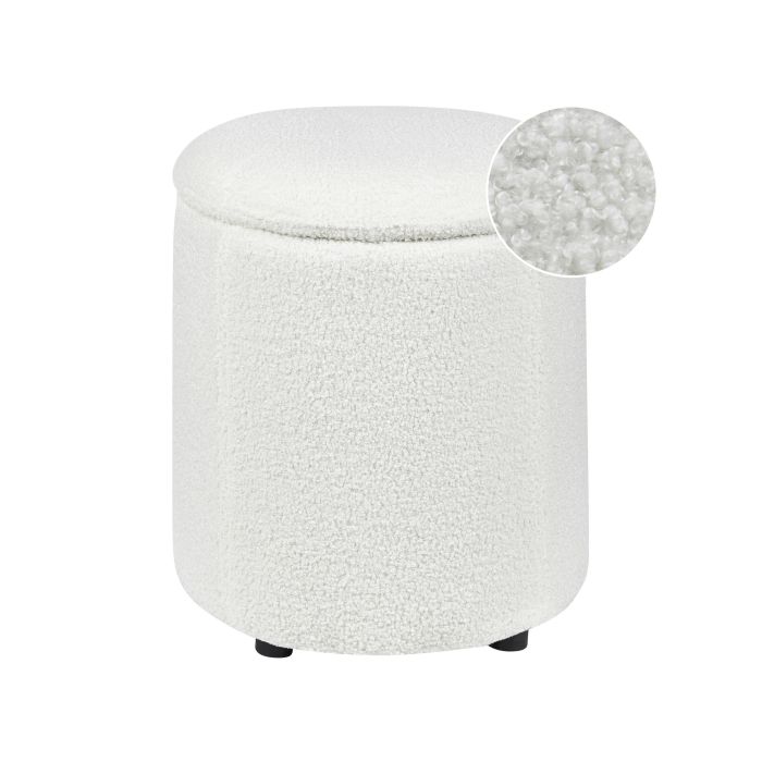 Boucle Storage Pouffe Off-White MARYLAND