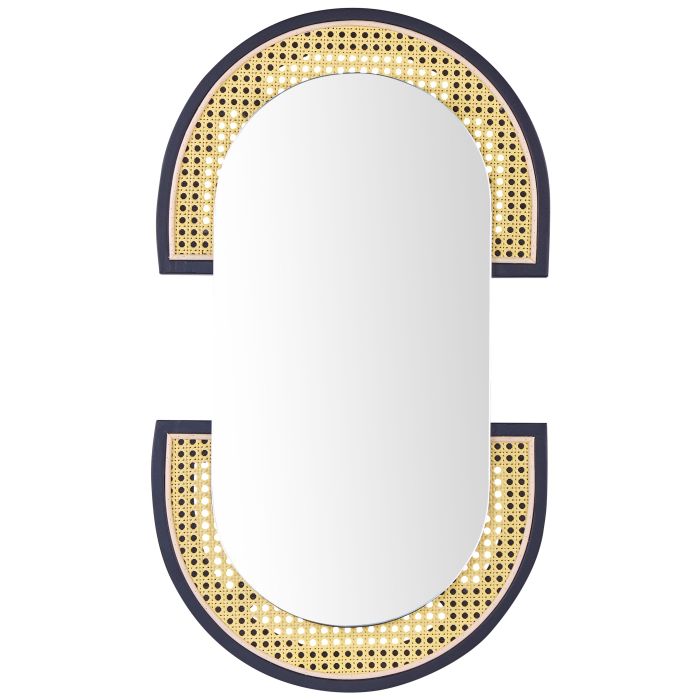 Rattan Wall Mirror 43x75cm Light