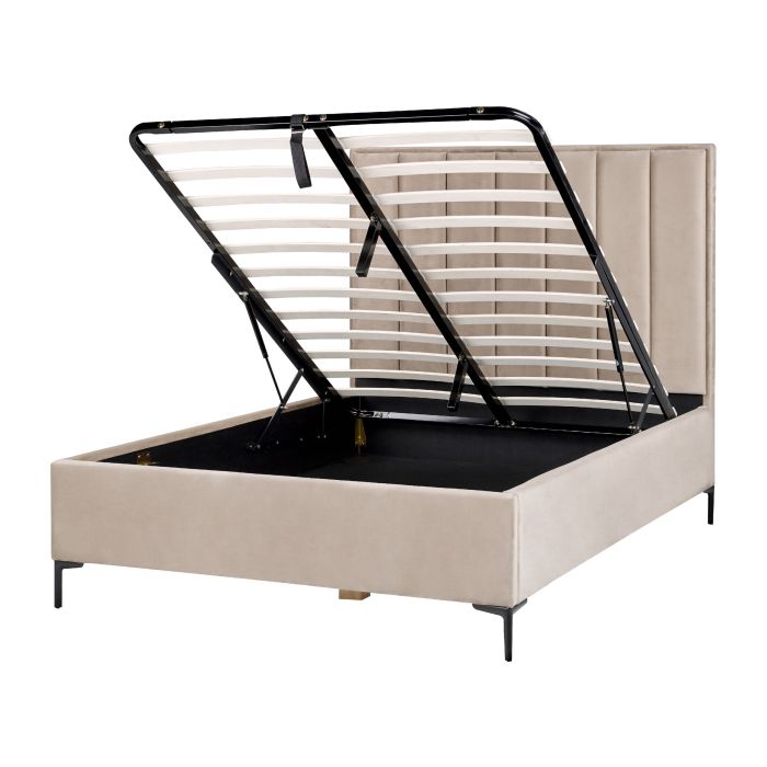 Velvet EU Double Size Ottoman Bed Taupe SEZANNE