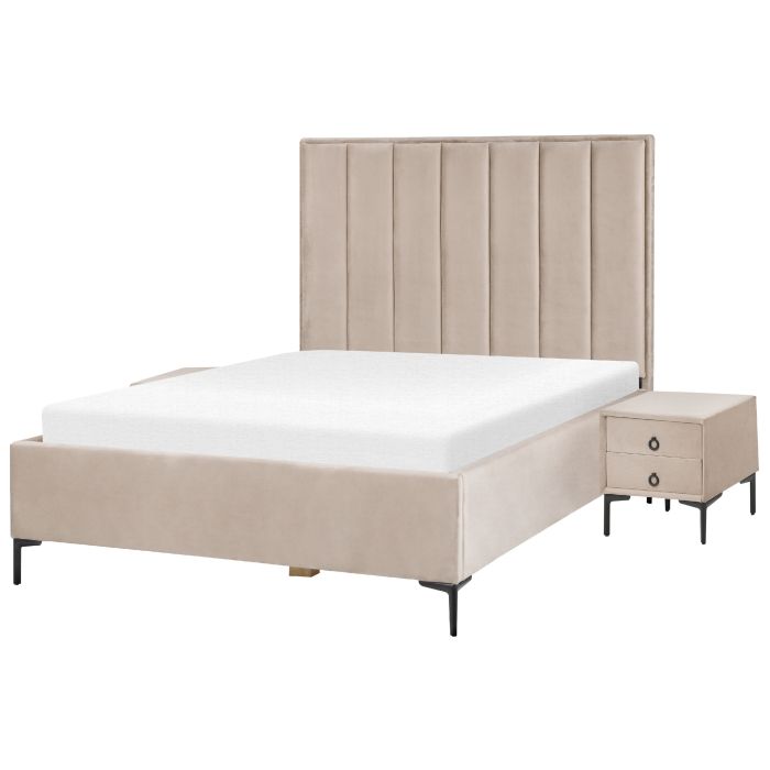 3 Piece Bedroom Set Velvet EU Double Size Taupe SEZANNE