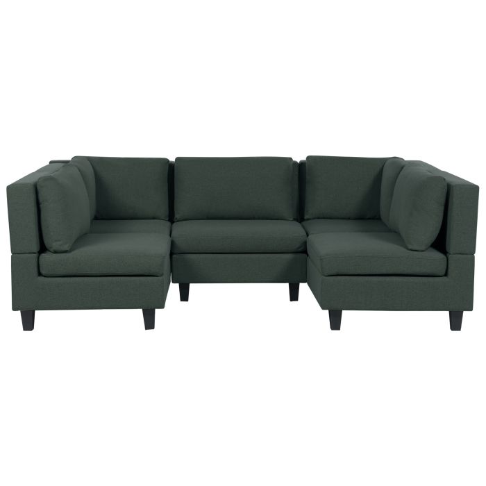 5-Seater Modular Fabric Sofa Dark Green UNSTAD
