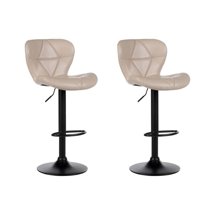 Set of 2 Faux Leather Swivel Bar Stool Light Beige VALETTA II
